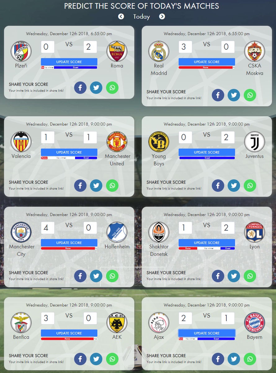 Score Predictions For Today's Champions League Matches ...