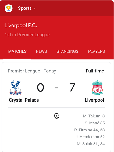 Liverpool faz 7 a 0 no Crystal Palace com dois de Firmino e dois de Salah