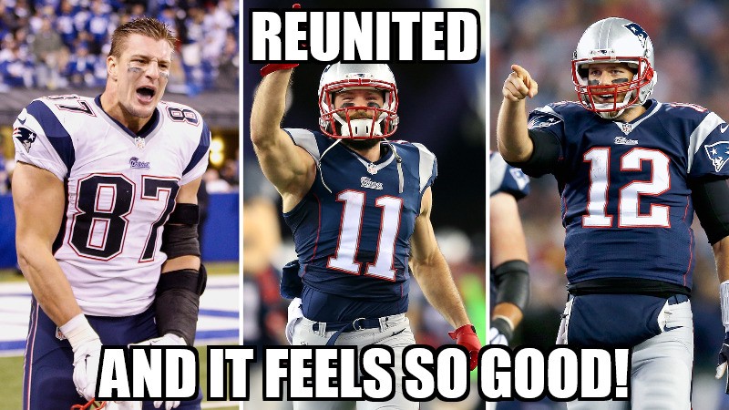 PATRIOTS: Happy reunion for Brady and Edelman